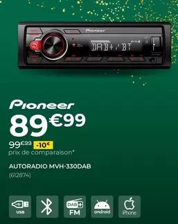 Pioneer - Autoradio MVH-330DAB offre à 89,99€ sur Feu Vert