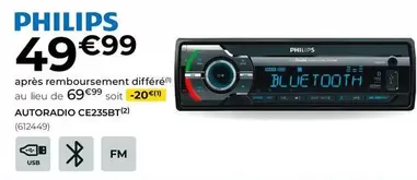 Philips - Autoradio CE235BT offre à 49,99€ sur Feu Vert