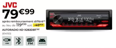 JVC -  Autoradio KD-X282DBT offre à 79,99€ sur Feu Vert