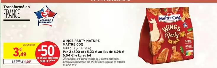 Maître Coq - Wings Party Nature offre à 3,49€ sur Intermarché Express