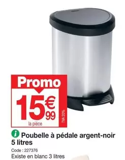 Poubelle À Pédale Argent-noir 5 Litres offre à 15,99€ sur Promocash