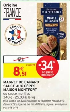 Canard - Magret De  Sauce Aux Cèpes offre à 8,51€ sur Intermarché Contact