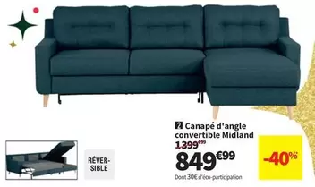 Midland - Canapé D'angle Convertible offre à 849,99€ sur Conforama