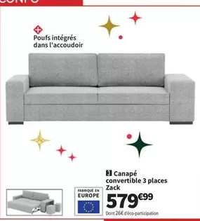 Canapé Convertible 3 Places Zack offre à 579,99€ sur Conforama