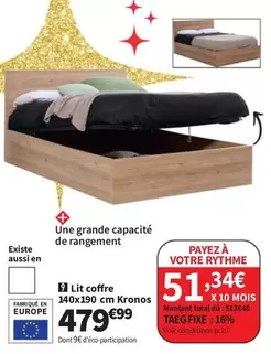 Total - Lit Coffre 140x190 Cm Kronos offre à 479,99€ sur Conforama