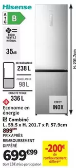 Hisense - Combine 336 L offre à 699,99€ sur Conforama