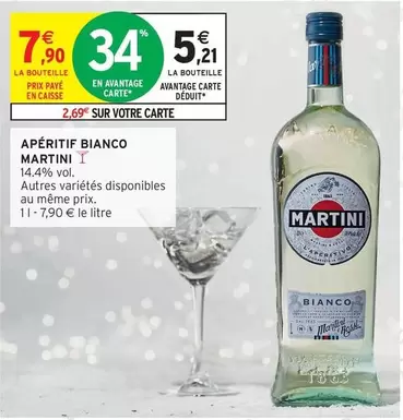 Martini - Aperitif Bianco offre à 5,21€ sur Intermarché