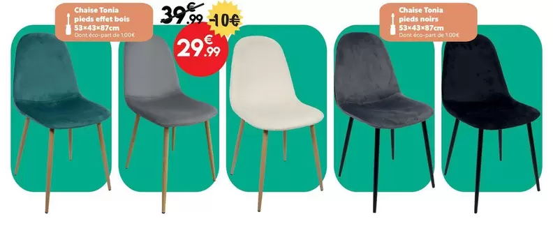 Chaise Tonia Pieds Effet Bois offre à 29,99€ sur Maxi Bazar