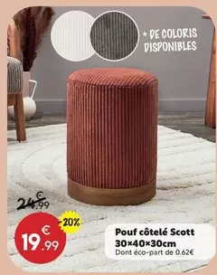 Pouf Côtelé Scott  offre à 19,99€ sur Maxi Bazar