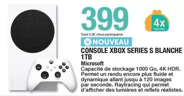 Microsoft - Console Xbox Series S Blanche 1tb offre à 399€ sur Carrefour