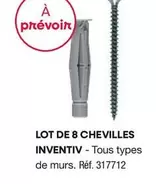 Lot De 8 Chevilles Inventiv offre sur Mr Bricolage