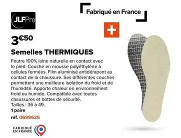 Jlf Pro - Semelles Thermiques offre à 3,5€ sur Champion Direct