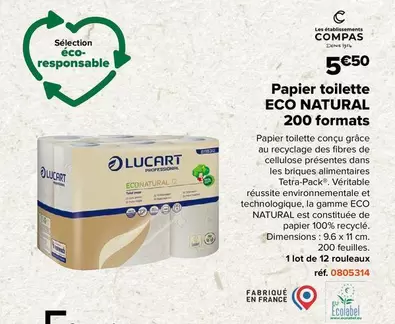Lucart - Papier Toilette Eco Natural  offre à 5,5€ sur Champion Direct