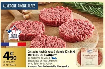 Reflets de France - 2 Steaks Hachés Race À Viande 12% M.g offre à 4,5€ sur Carrefour City