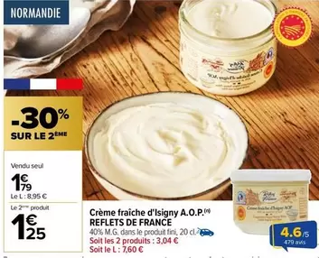 Reflets de France - Crème Fraîche D'isigny A.o.p. offre à 1,79€ sur Carrefour City