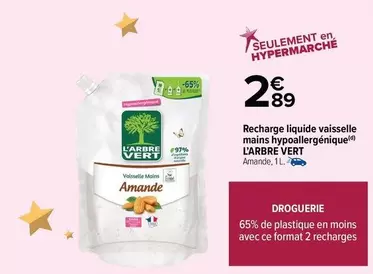 L'Arbre Vert - Recharge Liquide Vaisselle Mains Hypoallergénique offre à 2,89€ sur Carrefour City