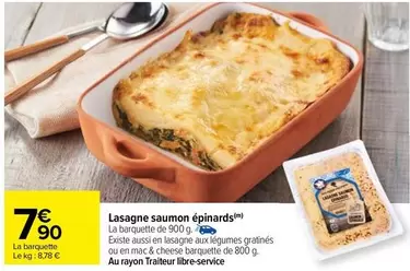 Lasagne Saumon Epinards offre à 7,9€ sur Carrefour City