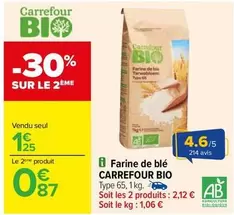 Carrefour - Bio Farine De Blé offre à 1,25€ sur Carrefour City