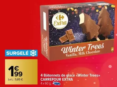 Carrefour - 4 Bâtonnets De Glace Winter Trees Extra offre à 1,99€ sur Carrefour Market