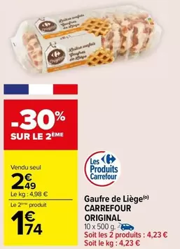 Carrefour - Gaufre De Liege Original offre à 2,49€ sur Carrefour Market