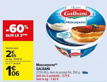 Galbani - Mascarpone offre à 2,65€ sur Carrefour Market