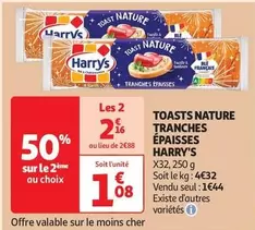 Harry's - Toasts Nature Tranches Epaisses offre à 1,44€ sur Auchan Hypermarché