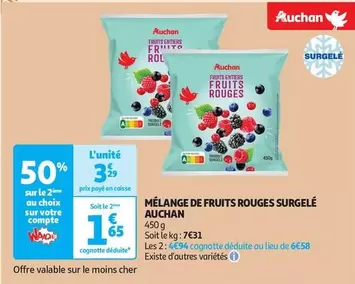 Auchan - Mélange De Fruits Rouges Surgelé offre à 3,29€ sur Auchan Hypermarché