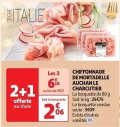 Auchan - Chiffonnade De Mortadelle Le Charcutier offre à 3,09€ sur Auchan Supermarché