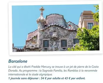 Barcelone offre à 54€ sur TUI