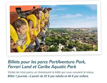 Billets Pour Les Parcs Portaventura Park, Ferrari Land Et Caribe Aquatic Park offre à 52€ sur TUI