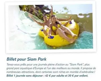 Billet Pour Siam Park offre sur TUI