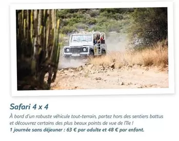 Safari 4 X 4 offre à 63€ sur TUI