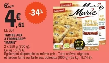 Marie - Tartes Aux 3 Fromages offre à 4,61€ sur E.Leclerc