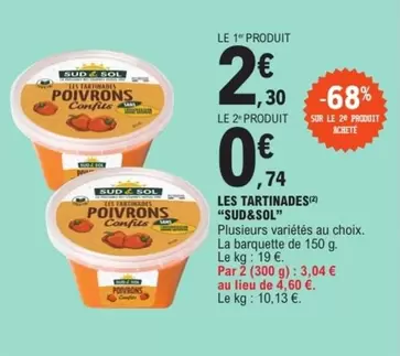 Sud & Sol - Les Tartinades offre à 2,3€ sur E.Leclerc