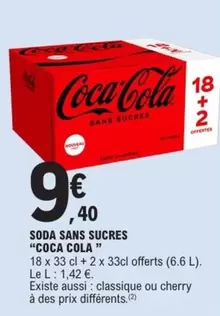 Coca - Soda Sans Sucres offre à 9,4€ sur E.Leclerc