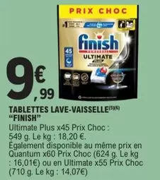 Finish - Tablettes Lave-vaisselle offre à 9,99€ sur E.Leclerc