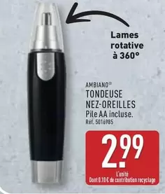 Tondeuse Nez-oreilles offre à 2,99€ sur Aldi