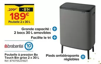 Brabantia - Poubelle À Pression Bo Touch Bin Grise  offre à 189€ sur Castorama