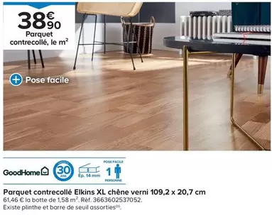 Goodhome - Parquet Contreccollé Elkins Xl Chêne Verni   offre à 38,9€ sur Castorama