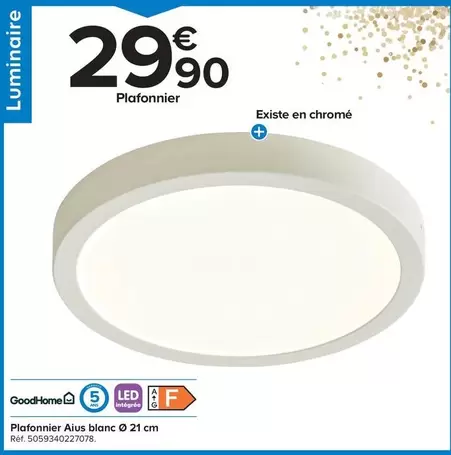 Goodhome - Plafonnier Aius Blanc offre à 29,9€ sur Castorama