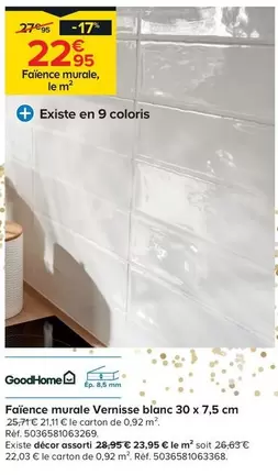 Goodhome - Faïence Murale Vermisse Blanc offre à 22,95€ sur Castorama