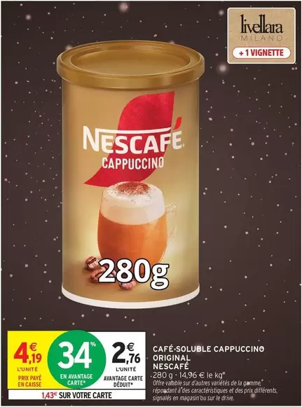 Nescafé - Café Soluble Cappuccino Original offre à 4,19€ sur Intermarché