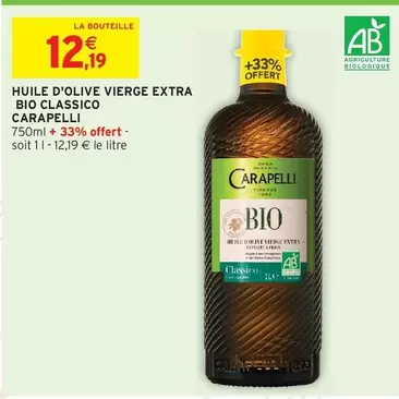 Carapelli - Huile D'olive Vierge Extra Bio Classico offre à 12,19€ sur Intermarché