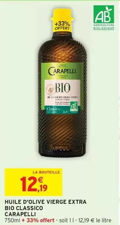 Carapelli - Huile D'olive Vierge Extra Bio Classico offre à 12,19€ sur Intermarché Hyper