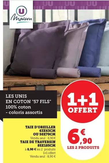 Taie D'Oreiller/Taie De Traversin  offre sur Super U