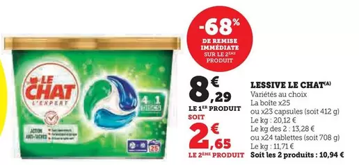 Le Chat - Lessive offre à 8,29€ sur Super U