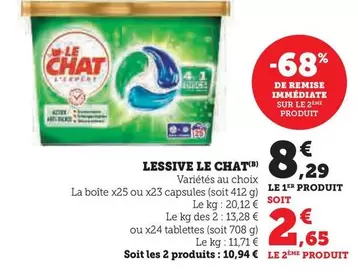 Le Chat - Lessive offre à 8,29€ sur U Express