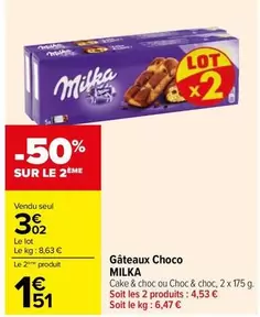 Milka - Gâteaux Choco offre à 3,02€ sur Carrefour Contact