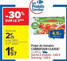 Carrefour - Pulpe De Tomates Classic' offre à 2,25€ sur Carrefour Contact