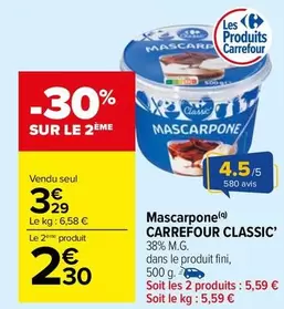 Carrefour - Mascarpone Classic' offre à 3,29€ sur Carrefour Market